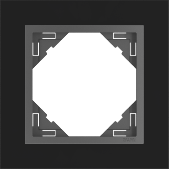 Rámeček jednonásobný LOGUS, CRYSTAL / tvrzené sklo, černá / šedá